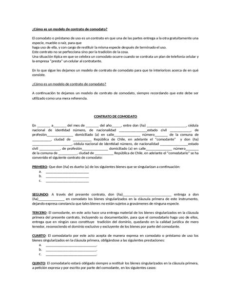 Contrato De Comodato De Bien Inmueble Ejemplos Y Formatos Word Pdf