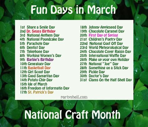 Fun Days And Holidays To Celebrate In March Holidays March