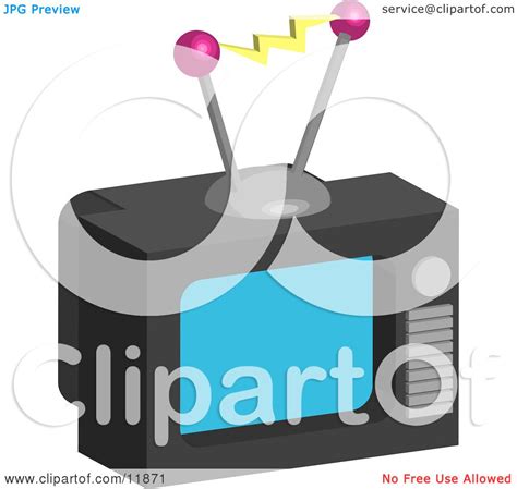 Outdated Box Television With Antannae Clipart Illustration By