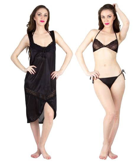 Buy Bombshell Black Satin Nighty And Night Gowns Online At Best Prices In India Snapdeal