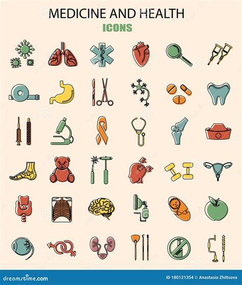 A Set Of Colorful Medical Icons Stock Vector Illustration Of Clinic