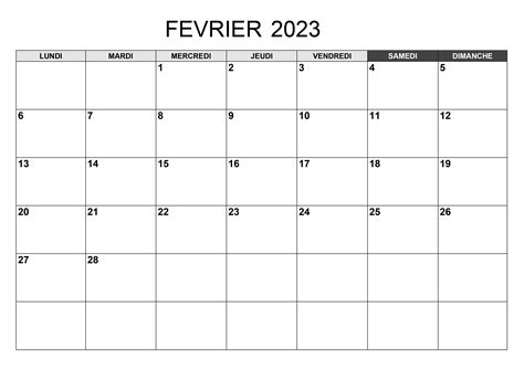 Calendrier Février 2023 Calendriersu
