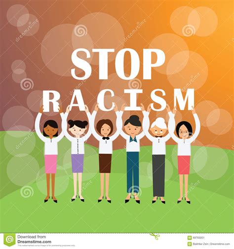 Stop Racism Multi Ethnicity Group Of People Holding Sign
