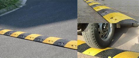 China Black Yellow Safety Driveway Rubber Speed Bump For Road Safety