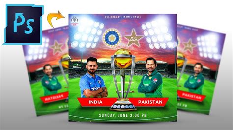 Icc World Cup 2019 Cricket Banner Design In Photoshop Tutorial Youtube