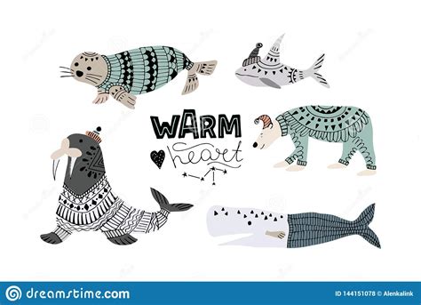 Vector Illustration Of Whales Fish Such As Narwhal Blue