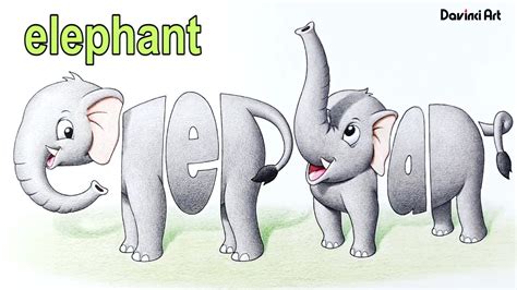 How to draw elephants from the word elephant|word art|Creative drawing