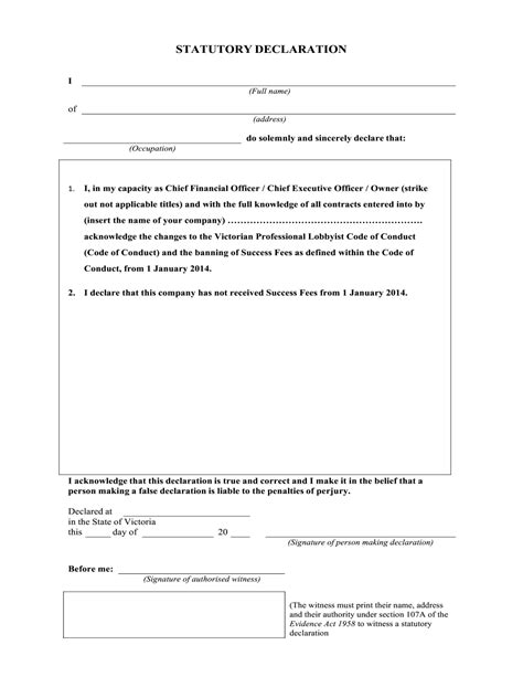 Statutory Declaration Form Nsw Printable Blank PDF Online