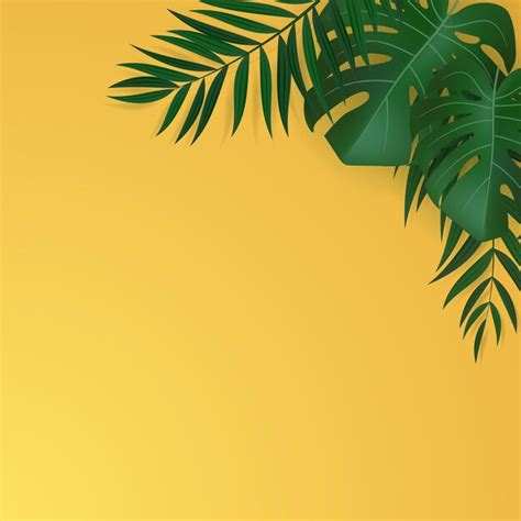 Premium Vector Natural Realistic Green Palm Leaf Tropical