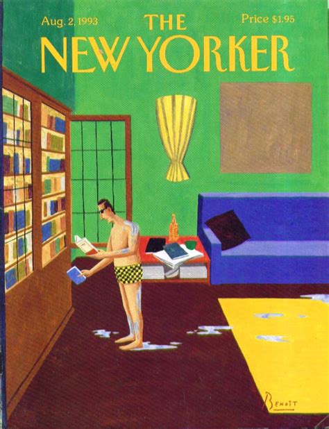 new yorker cover benoit man in his library still wet from the pool 8 2 1993