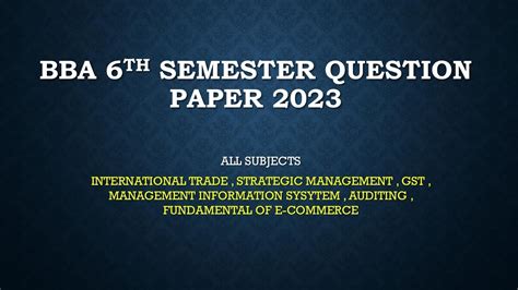 Bba Th Semester Questions Paper All Subjects Bba Previous