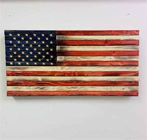 Handmade Wooden American Flag Small Us Flag Made Of