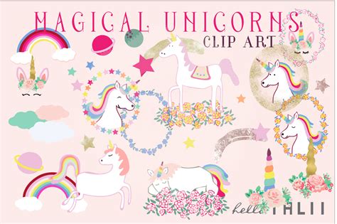 Fashion illustration drawing in modern style for clothes. Magical Unicorns Clip Art (Graphic) by Hello Talii ...