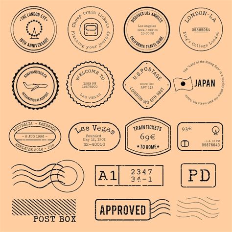 Free Vector Vector Of Various Stamp Design