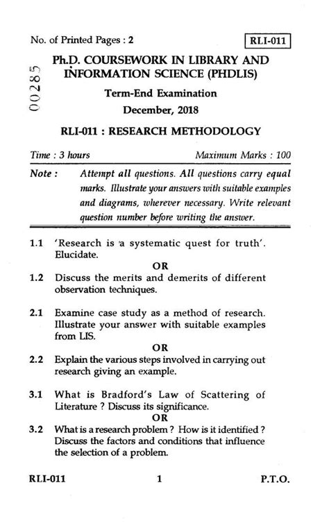 IGNOU RLI 011 Research Methodology Question Paper 2023 2024 Courses