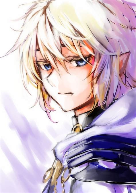 An Anime Character With Blonde Hair And Blue Eyes Wearing A Purple