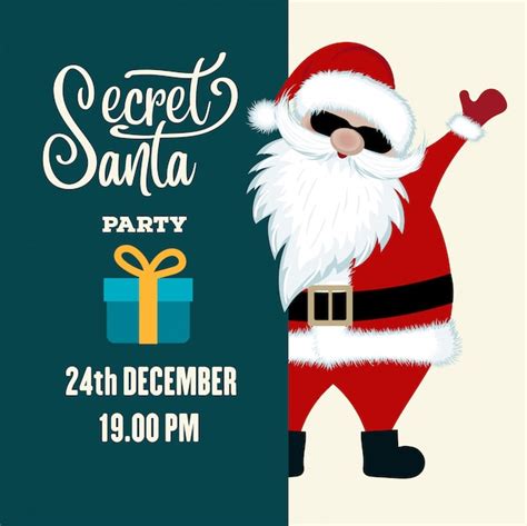 Premium Vector Secret Santa Claus Invitation Background Standing