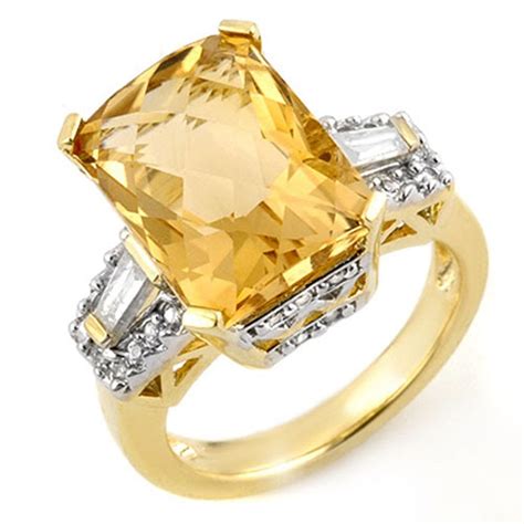 Lot Ctw Citrine Diamond Ring K Yellow Gold Ref H R