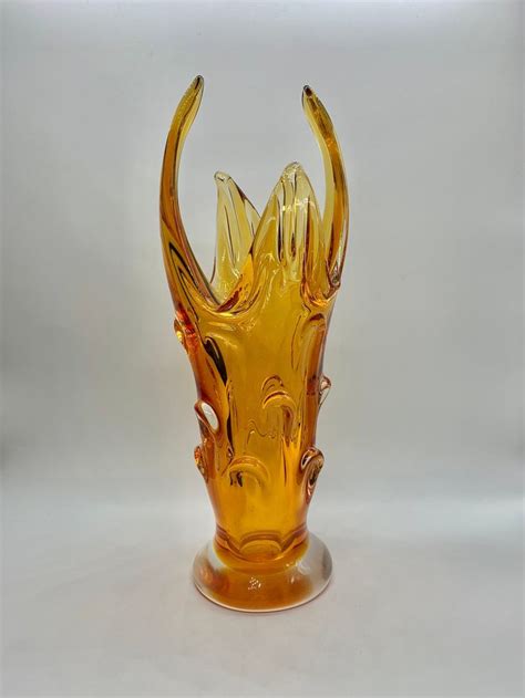 Golden Amber Glass Vase Chalet Glass Lorraine Glass Etsy Canada