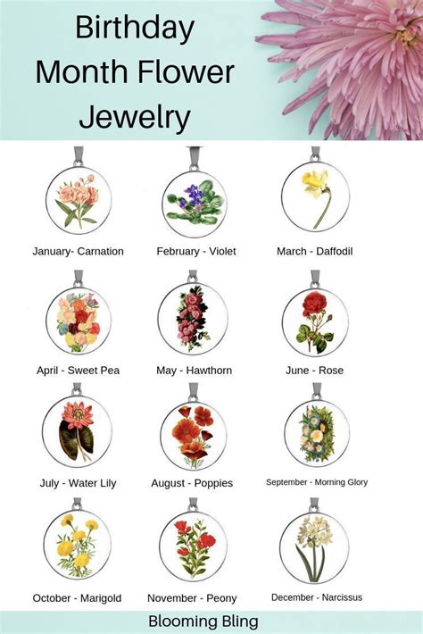 Birthday Month Flower Jewelry Find The Flower For Your Birthday Month