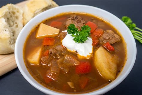 German Goulash Soup Gulaschsuppe In A Slow Cooker