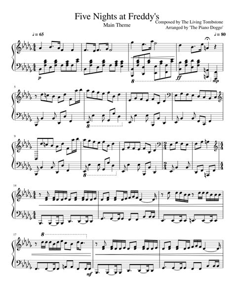 Five Nights At Freddys Main Theme Sheet Music For Piano Solo