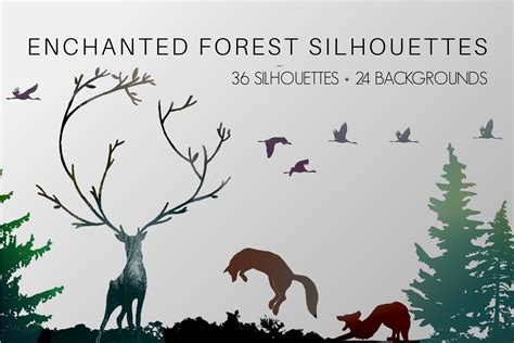 Enchanted Forest Silhouettes Animal Illustrations ~ Creative Market
