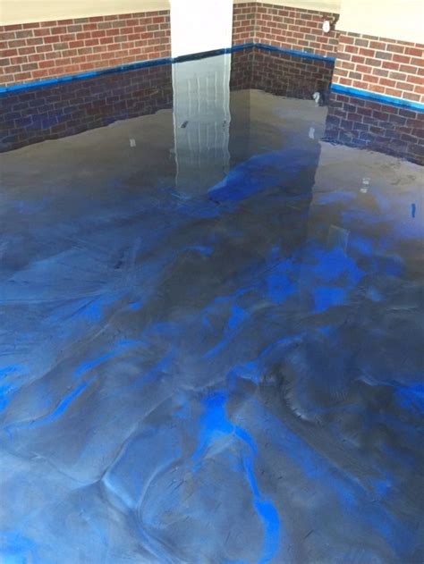 awesome metallic epoxy garage floor   blue jeangraphite colors
