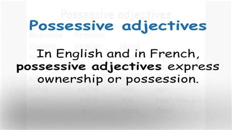French Possessive Adjectives Song YouTube