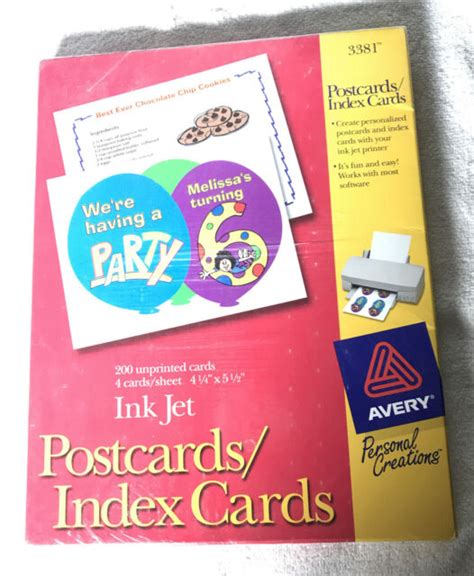 Avery 3381 Inkjet 200 Postcards Index Cards 4 Per Sheet 55 X 425