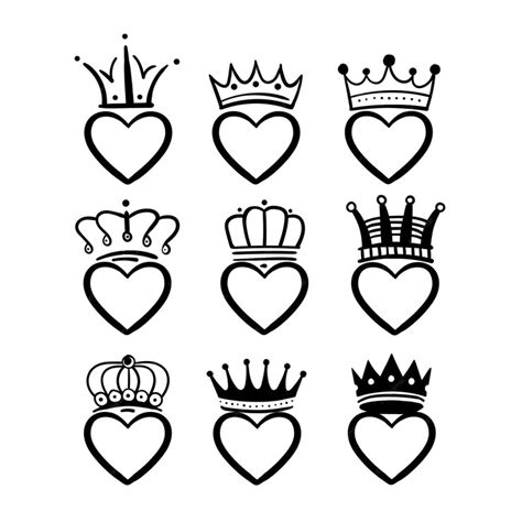 Premium Vector Hand Drawn Crowned Hearts Doodle King And Queen Crown