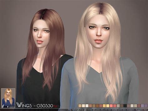 The Sims Resource Wings Os0530 Hair Sims 4 Hairs Sims Hair Womens