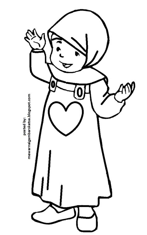 Mewarnai Gambar Kartun Anak Muslimah Gambar Mewarnai