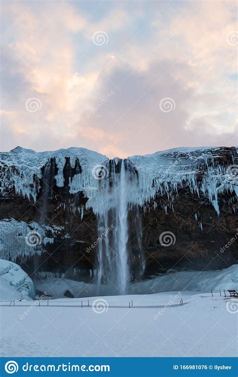 Iceland Seljalandsfoss Waterfall Winter In Iceland Seljalandsfoss