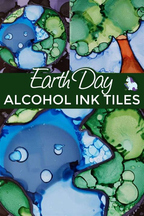 Earth Day Craft Make Alcohol Ink Tiles With Trees And The Planet