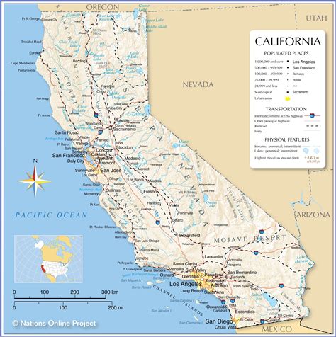 Map Of California State Usa Nations Online Project