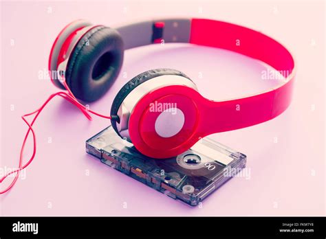The Cassette Tape And Headphones Stock Photo Alamy