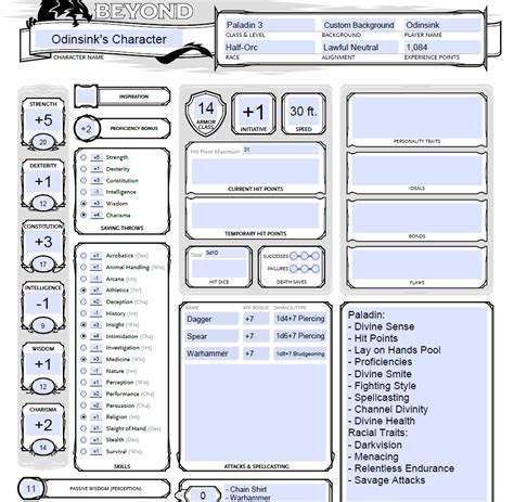 I Made A Custom Character Sheet For D D 5e That Leigh
