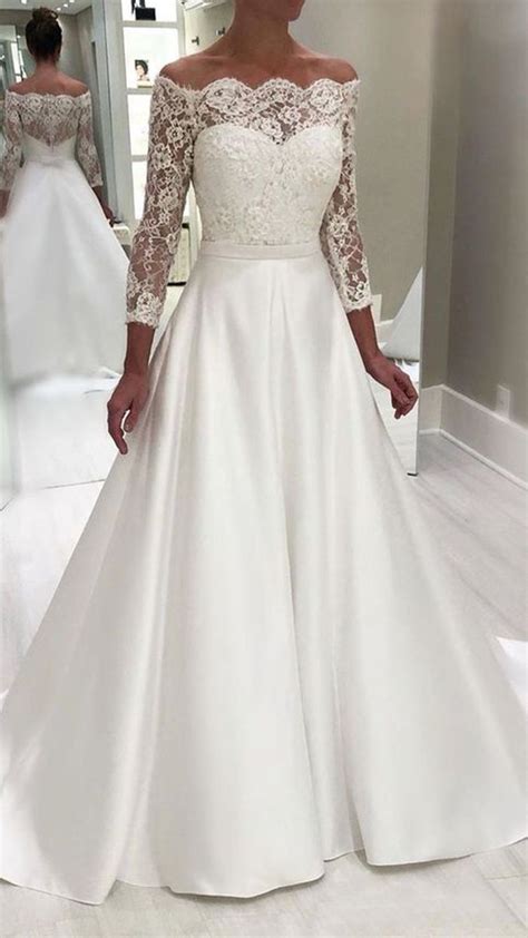 Elegant Long Sleeve Wedding Dresses Lace Top Wedding Dress Wedding