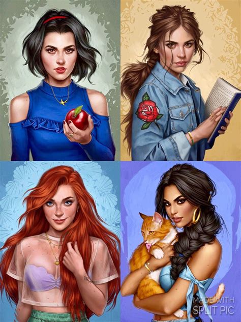 Four Different Colored Pictures Of Women Holding Cats And An Apple One