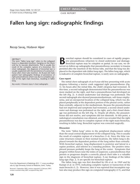 Pdf Fallen Lung Sign Radiographic Findings