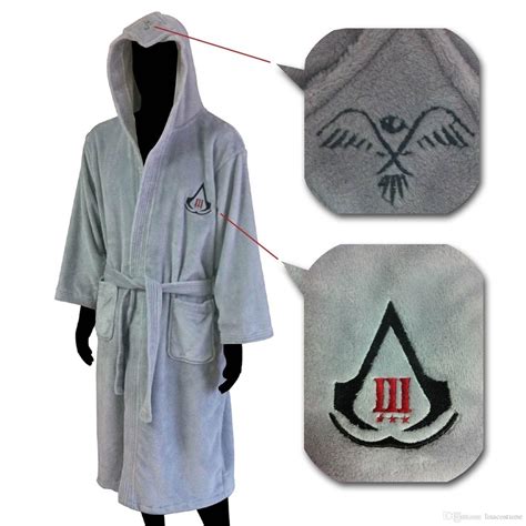 Assassin S Creed Bath Robe Bathrobe Cosplay Costume Flannel Light Grey