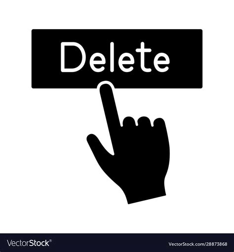 Delete Button Click Glyph Icon Royalty Free Vector Image