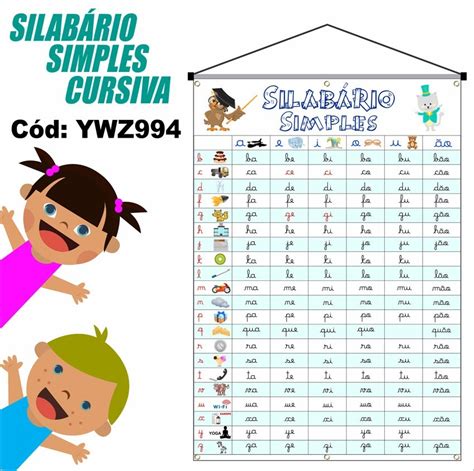 Silabário Letra Cursiva 1m X 64cm Pedagógico Escola Ywz994 R 5470