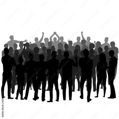 A Crowd Of People Standing Backwards Vector Silhouette Of A Group Of People Stock Vector