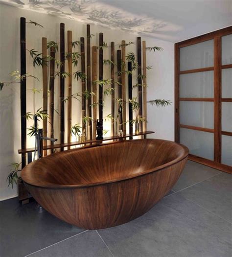 20 Neat Bamboo Themed Bathrooms Ideas For The Home Wooden Bathtub