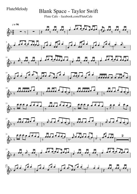 Flute Cafe Blank Space By Taylor Swift Flute Sheet Music