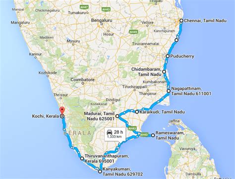 Tamil Nadu Route Map Maps Of Chennai Travel Time Calculator Need