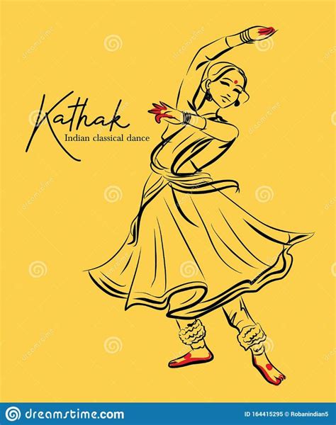 indian classical dance kathak sketch or vector illustration stock vector illustration of lady