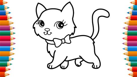 Simple Cat Colour Drawing